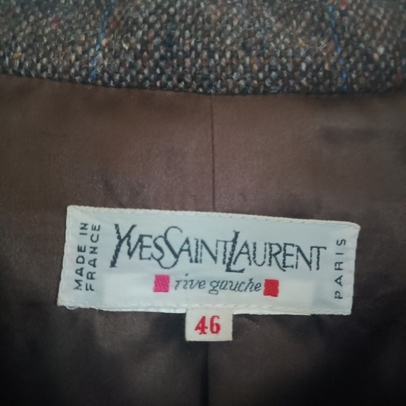 ♥️Saint Laurent rive gauche  wool blend vintage blazer size 46 - Picture 3 of 13